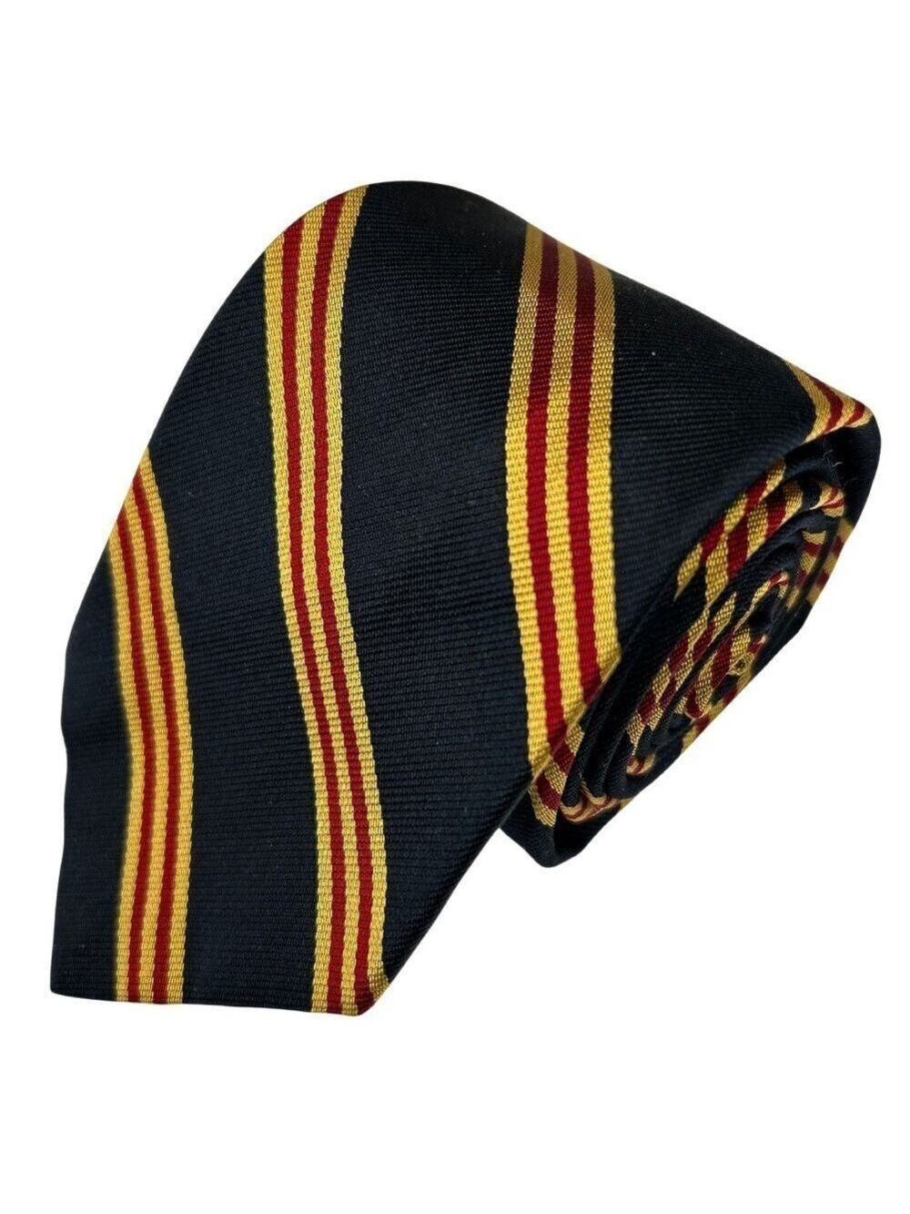 Chipp Men's Narrow Black Red Gold Striped Silk Repp Tie Necktie
